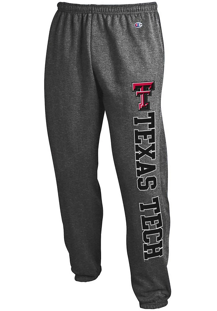 Champion Texas Tech Red Raiders Mens Charcoal Powerblend Closed Bottom Sweatpants