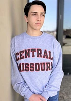 Champion Central Missouri Mules Mens Grey Arch Name Long Sleeve Crew Sweatshirt