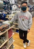 Champion Kutztown University Mens Grey Arch Mascot Long Sleeve Crew Sweatshirt