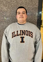 Champion Illinois Fighting Illini Mens Grey Arch Mascot Long Sleeve Crew Sweatshirt