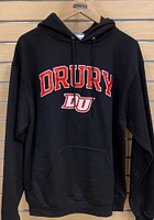 Champion Drury Panthers Mens Black Arch Mascot Long Sleeve Hoodie