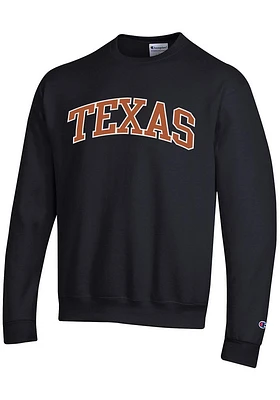 Champion Texas Longhorns Mens Black Wordmark Powerblend Long Sleeve Crew Sweatshirt