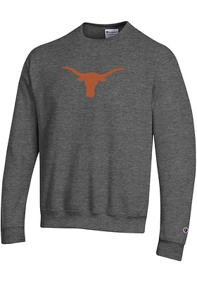 Champion Texas Longhorns Mens Charcoal Logo Powerblend Long Sleeve Crew Sweatshirt