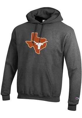 Champion Texas Longhorns Mens Charcoal Logo Powerblend Twill Long Sleeve Hoodie