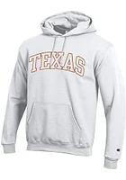 Champion Texas Longhorns Mens White Wordmark Powerblend Long Sleeve Hoodie