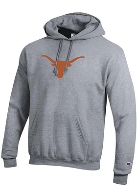 Champion Texas Longhorns Mens Grey Logo Powerblend Long Sleeve Hoodie