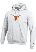 Champion Texas Longhorns Mens White Logo Powerblend Long Sleeve Hoodie