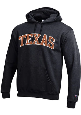 Champion Texas Longhorns Mens Black Powerblend Twill Arch Name Long Sleeve Hoodie