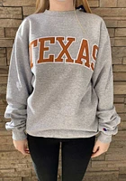 Champion Texas Longhorns Mens Grey Wordmark Powerblend Twill Long Sleeve Crew Sweatshirt