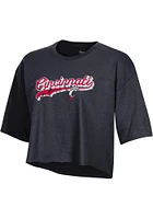 Champion Cincinnati Bearcats Womens Black Boyfriend Crop Short Sleeve T-Shirt