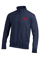 Champion Dayton Flyers Mens Navy Blue Fleece Design Long Sleeve 1/4 Zip Pullover