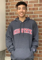 Champion Ohio State Buckeyes Mens Charcoal Powerblend Style Long Sleeve Hoodie