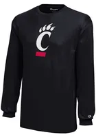 Champion Cincinnati Bearcats Youth Black Primary Logo Design Long Sleeve T-Shirt