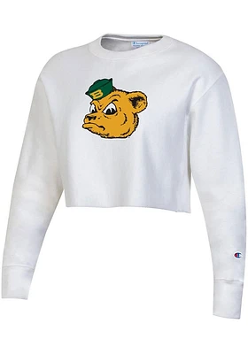 Champion Baylor Bears Womens White Reverse Weave Cropped Boyfriend Crew Sweatshirt