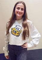 Champion Michigan Wolverines Womens Silver Reverse Weave Cropped Boyfriend Crew Sweatshirt