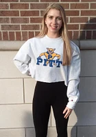 Champion Pitt Panthers Womens Silver Reverse Weave Cropped Boyfriend Crew Sweatshirt