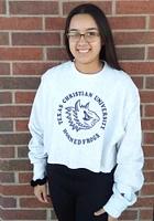 Champion TCU Horned Frogs Womens Grey Reverse Weave Cropped Boyfriend Crew Sweatshirt