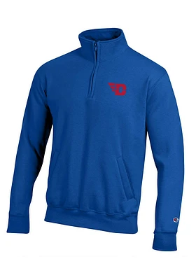 Champion Dayton Flyers Mens Blue Fleece Design Long Sleeve Qtr Zip Pullover