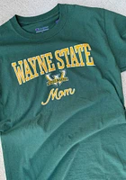 Champion Wayne State Warriors Womens Green Mom Short Sleeve T-Shirt