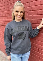 Champion Kansas Jayhawks Mens Charcoal Tonal Seal Long Sleeve Crew Sweatshirt