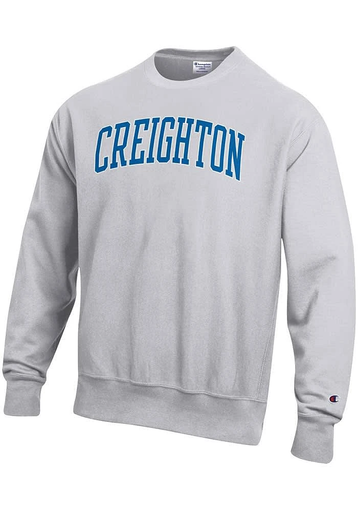 Champion Creighton Bluejays Mens Grey Reverse Weave Long Sleeve Crew Sweatshirt