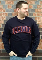Champion Illinois Fighting Illini Mens Navy Blue Powerblend Twill Long Sleeve Crew Sweatshirt