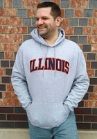 Champion Illinois Fighting Illini Mens Grey Powerblend Twill Long Sleeve Hoodie