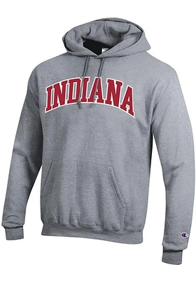 Champion Indiana Hoosiers Mens Grey Powerblend Twill Long Sleeve Hoodie