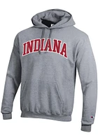 Champion Indiana Hoosiers Mens Grey Powerblend Twill Long Sleeve Hoodie