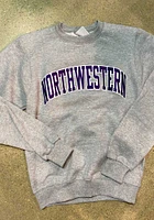 Champion Northwestern Wildcats Mens Grey Powerblend Twill Long Sleeve Crew Sweatshirt
