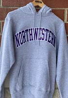 Champion Northwestern Wildcats Mens Grey Powerblend Twill Long Sleeve Hoodie