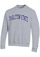 Champion Tarleton State Texans Mens Grey Powerblend Twill Long Sleeve Crew Sweatshirt