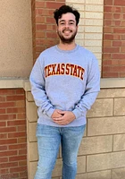 Champion Texas State Bobcats Mens Grey Powerblend Twill Long Sleeve Crew Sweatshirt