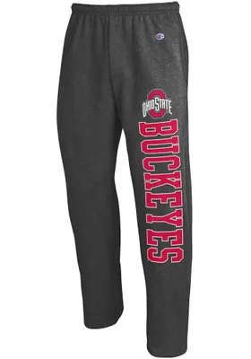 Champion Ohio State Buckeyes Mens Charcoal Open Bottom Sweatpants