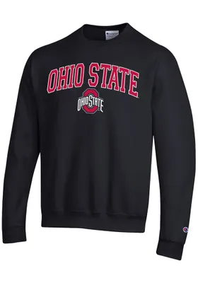 Champion Ohio State Buckeyes Mens Black Powerblend Classic Design Long Sleeve Crew Sweatshirt