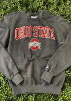 Champion Ohio State Buckeyes Mens Charcoal Powerblend Long Sleeve Crew Sweatshirt