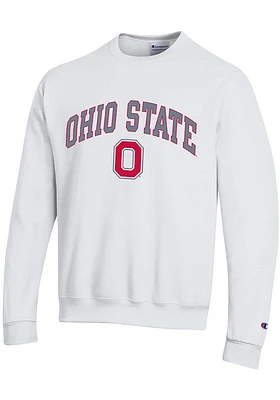 Champion Ohio State Buckeyes Mens White Powerblend Team Long Sleeve Crew Sweatshirt