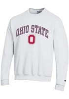 Champion Ohio State Buckeyes Mens White Powerblend Team Long Sleeve Crew Sweatshirt