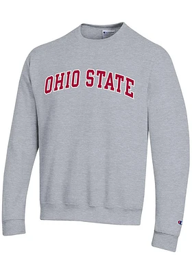 Champion Ohio State Buckeyes Mens Grey Powerblend Graphic Long Sleeve Crew Sweatshirt