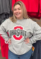 Champion Ohio State Buckeyes Mens Grey Powerblend Design Style Long Sleeve Crew Sweatshirt