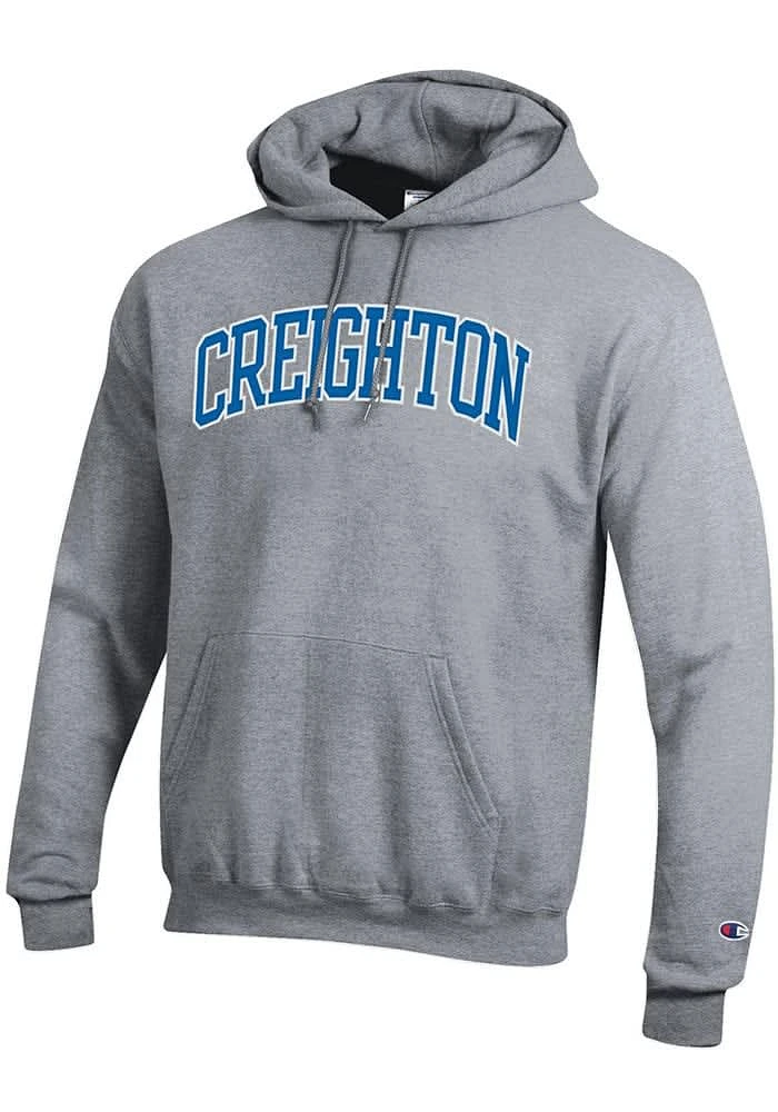 Champion Creighton Bluejays Mens Grey Twill Powerblend Long Sleeve Hoodie
