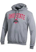 Champion Ohio State Buckeyes Mens Grey Powerblend Graphic Long Sleeve Hoodie