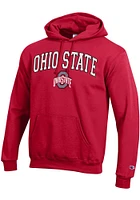 Champion Ohio State Buckeyes Mens Red Powerblend Logo Long Sleeve Hoodie