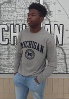Champion Michigan Wolverines Grey Super Fan Long Sleeve T Shirt