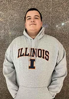 Champion Illinois Fighting Illini Mens Grey Arch Mascot Long Sleeve Hoodie