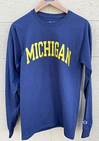 Champion Michigan Wolverines Blue Arch Name Long Sleeve T Shirt