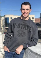 Champion K-State Wildcats Mens Charcoal Tonal Seal Long Sleeve Crew Sweatshirt