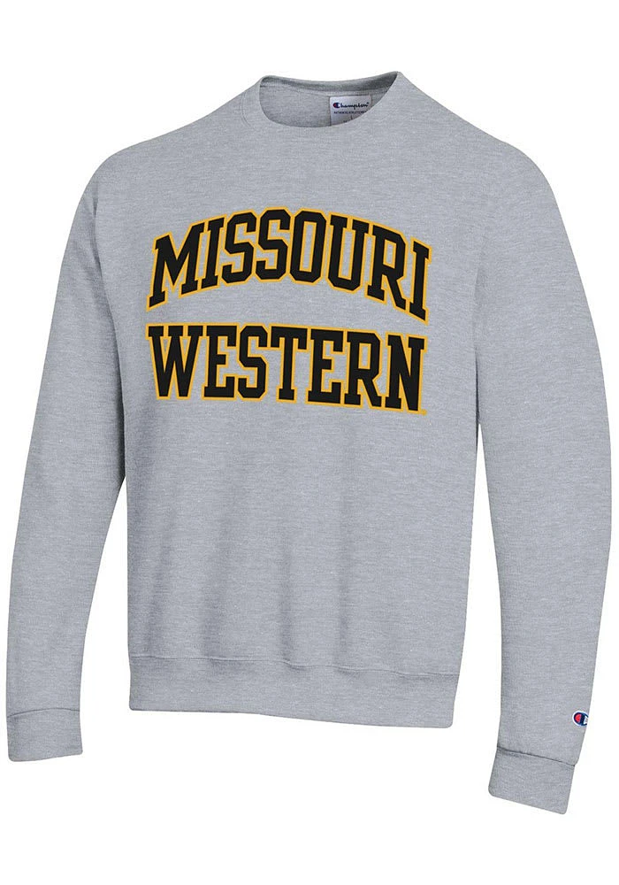 Champion Missouri Western Griffons Mens Grey Twill Powerblend Long Sleeve Crew Sweatshirt