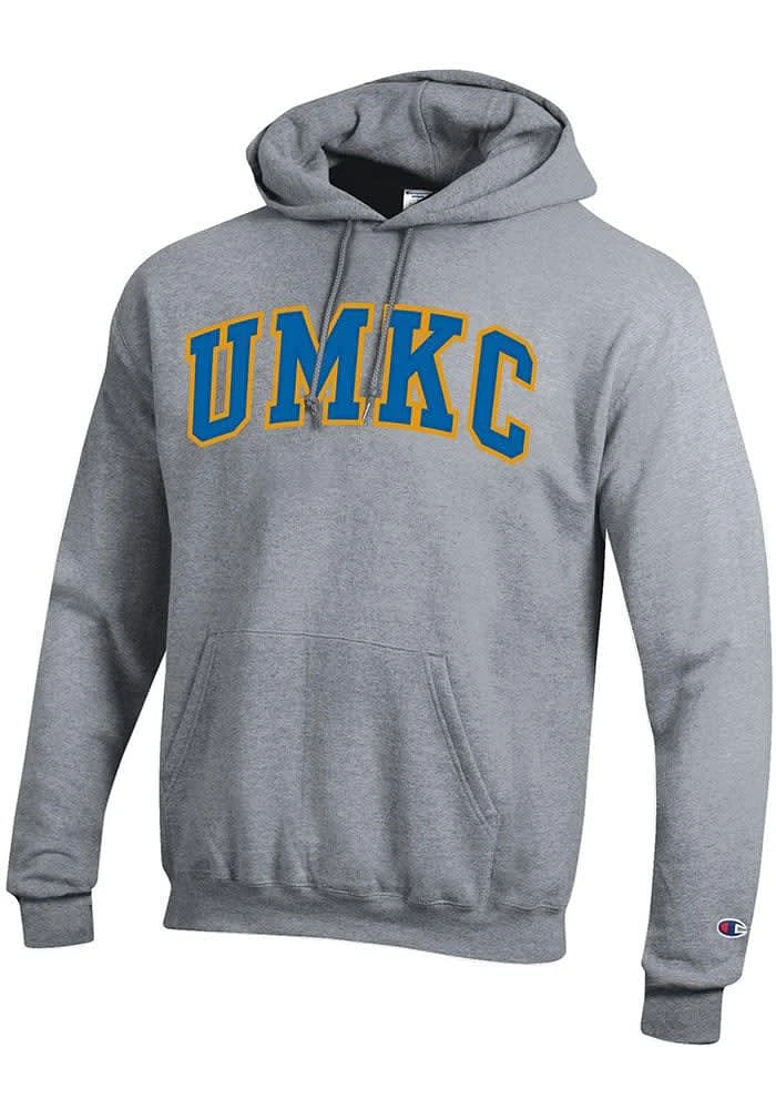 Champion UMKC Roos Mens Grey Twill Powerblend Long Sleeve Hoodie
