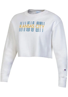Champion Kansas City Womens White Repeating Wordmark Crew Sweatshirt